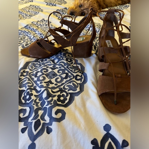 Steve Madden cognac suede block heels - Picture 2 of 3